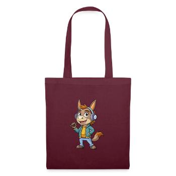 Esel Lustige Cartoon Figur Kopfhörer Musik - Stoffbeutel - Burgunderrot - Vorne