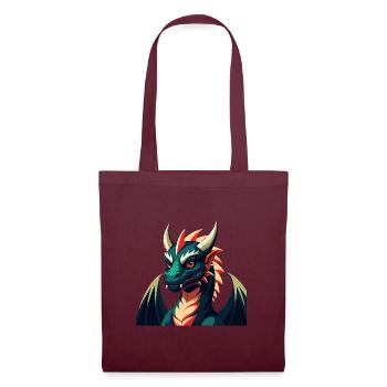 Dragon Dessin animé Personnage Animal de compagnie coloré - Sac en tissu - bordeaux - Devant