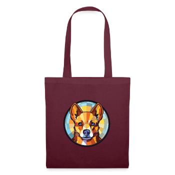 Lancashire Heeler Hunderasse buntes Aquarell - Stoffbeutel - Burgunderrot - Vorne