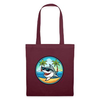 Shark Funny Cartoon Summer Beach Sunglasses Cool - Tote Bag - burgundy - Front