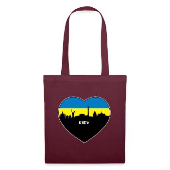 Kiew-Ukraine-Flaggen-Skyline-Reise-Andenken - Stoffbeutel - Burgunderrot - Vorne