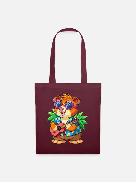 Lustige Meerschweinchen Sommer Strand Sonnenbrille Hawaiianisch - Stoffbeutel - Burgunderrot