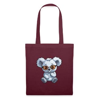 Koala trägt Brille Karikatur Kawaii Illustration - Stoffbeutel - Burgunderrot - Vorne