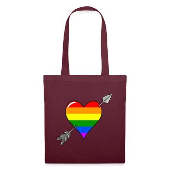 Herz und Pfeil Liebe Regenbogenflagge - Stoffbeutel - Burgunderrot - Vorne
