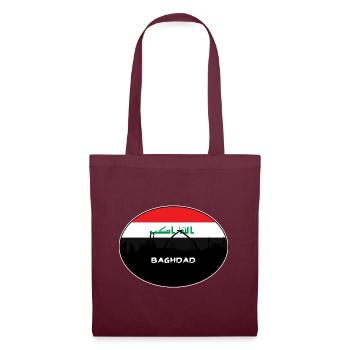 Bagdad-Irak-Flaggen-Skyline-Schattenbild-Reise - Stoffbeutel - Burgunderrot - Vorne