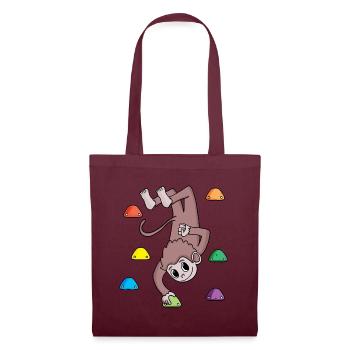 Affe an der Kletterwand - Klettern - Geschenk - Stoffbeutel - Burgunderrot - Vorne