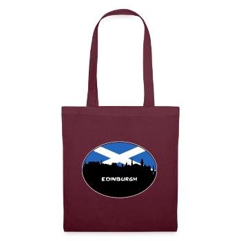 Edinburgh Schottland Flagge Skyline Reise Souvenir - Stoffbeutel - Burgunderrot - Vorne