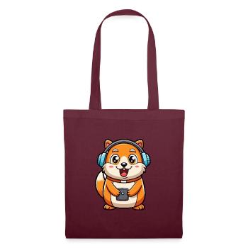 Hamster Funny Cartoon Character Headphone Music - Tote Bag - burgundy - Front