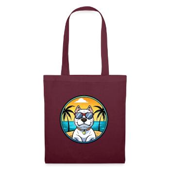 Dogue Argentino Chien Race Dessin Animé Lunettes De Soleil Plage - Sac en tissu - bordeaux - Devant