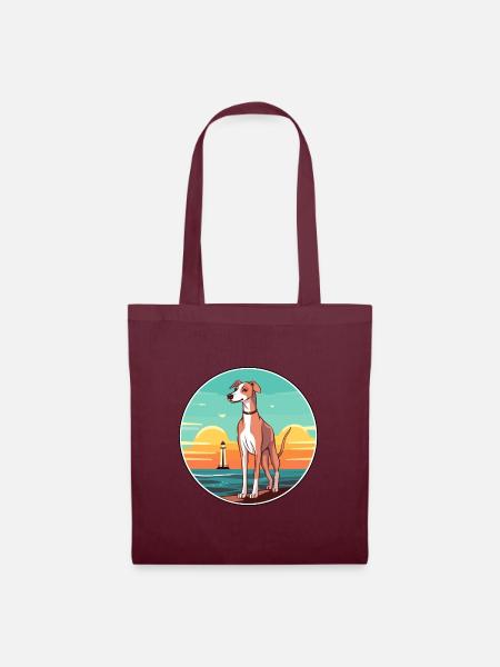 Englisch whippet Hund Rasse Cartoon Kawaii Clipart - Stoffbeutel - Burgunderrot