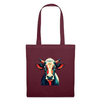 Vache Dessin animé Personnage Animal de compagnie coloré - Sac en tissu - bordeaux - Devant