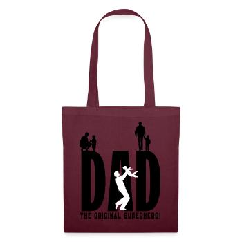 "DAD- The Original Superhero". Für den besten Papa - Stoffbeutel - Burgunderrot - Vorne