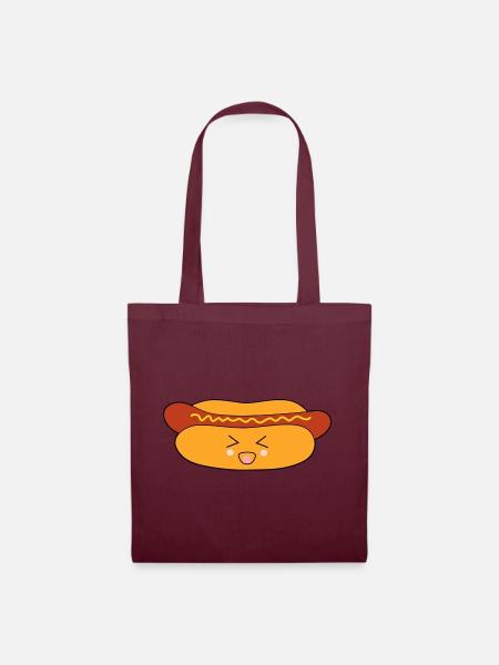 Hotdog Kawaii süßes Fast-Food-Weihnachtsgeschenk - Stoffbeutel - Burgunderrot