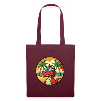 Dragon Funny Cartoon Lunettes de soleil de plage d’été cool - Sac en tissu - bordeaux - Devant
