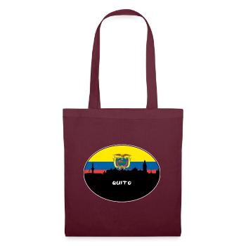 Quito Equador Flag Skyline Silhouette Reisen - Stoffbeutel - Burgunderrot - Vorne