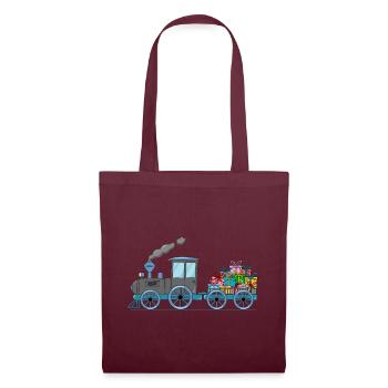 Train pour enfants avec remorque grise - Sac en tissu - bordeaux - Devant