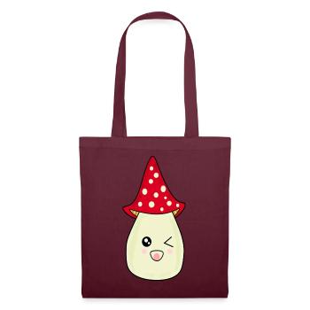 Kawaii Pilz Kawaii Fliegenpilz Kawaii Kostüm - Stoffbeutel - Burgunderrot - Vorne