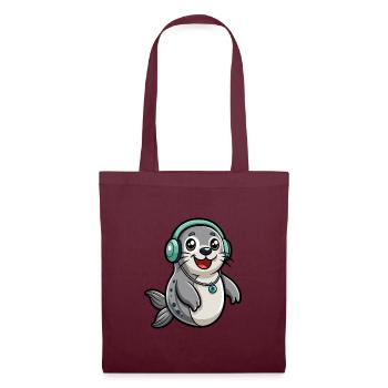 Seal Funny Cartoon Character Musique de casque - Sac en tissu - bordeaux - Devant