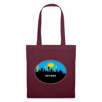 Astana Kasachstan Flagge Skyline Silhouette Reisen - Stoffbeutel - Burgunderrot - Vorne