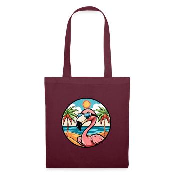 Flamingo Funny Cartoon Summer Beach Sunglasses - Tote Bag - burgundy - Front