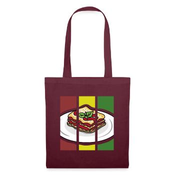 Ofenfrische Lasagne Käsekruste - Stoffbeutel - Burgunderrot - Vorne