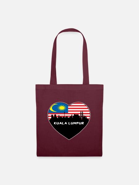 Kuala Lumpur Malaysia Flagge Skyline Reise Souvenir - Stoffbeutel - Burgunderrot