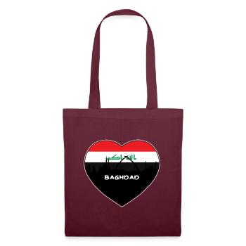 Bagdad Irak Flagge Skyline Reise Souvenir - Stoffbeutel - Burgunderrot - Vorne