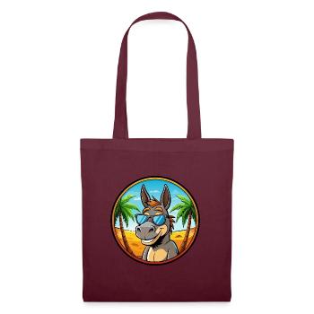 Esel Lustige Cartoon Sommer Strand Sonnenbrille Cool - Stoffbeutel - Burgunderrot - Vorne
