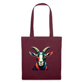 Chèvre Dessin animé Personnage Animal de compagnie coloré - Sac en tissu - bordeaux - Devant