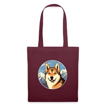 Dingo Hunderasse Karikatur Kawaii Aquarell - Stoffbeutel - Burgunderrot - Vorne