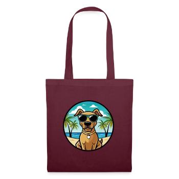 Black Mouth Cur Dog Breed Cartoon Sunglasses Beach - Tote Bag - burgundy - Front