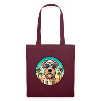 Weich beschichtete Wheaten Terrier Hunderasse Karikatur - Stoffbeutel - Burgunderrot - Vorne