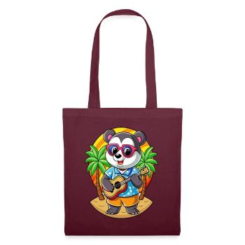 Lustige Panda Cartoon Sommer Strand Sonnenbrille Gitarre - Stoffbeutel - Burgunderrot - Vorne