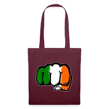 Irland Flagge Hand Faust - Stoffbeutel - Burgunderrot - Vorne