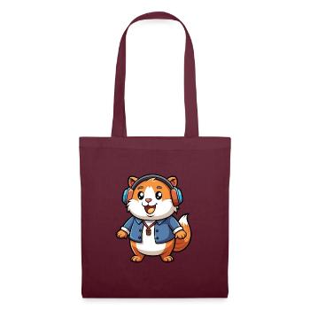 Guinea Pig Funny Cartoon Character Headphone Music - Tote Bag - burgundy - Front