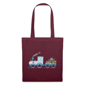 Train pour enfants avec remorque blanche - Sac en tissu - bordeaux - Devant