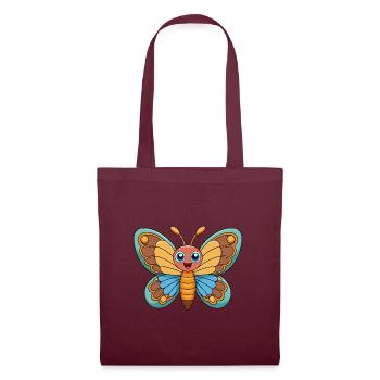Butterfly Cute Mascot Cartoon Character Kawaii - Tote Bag - burgundy - Front