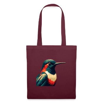 Kolibri Zeichentrickfigur Buntes Haustier Tier - Stoffbeutel - Burgunderrot - Vorne