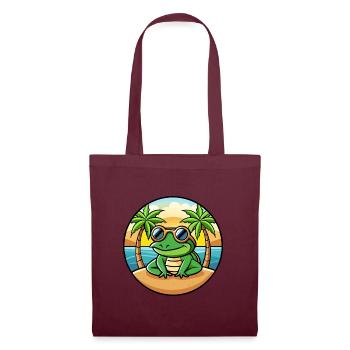 Frosch Lustige Cartoon Sommer Strand Sonnenbrille Aufkleber - Stoffbeutel - Burgunderrot - Vorne