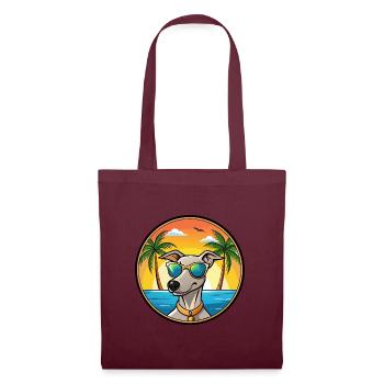 Lurcher Hunderasse Cartoon Sonnenbrille Strand - Stoffbeutel - Burgunderrot - Vorne