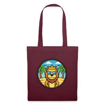 Lion Funny Cartoon Summer Beach Sunglasses Sticker - Tote Bag - burgundy - Front