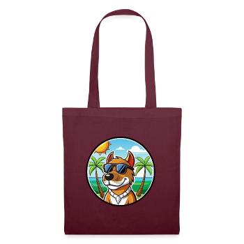 Norwegischer Windhund Dunker Hunderasse Cartoon Strand - Stoffbeutel - Burgunderrot - Vorne