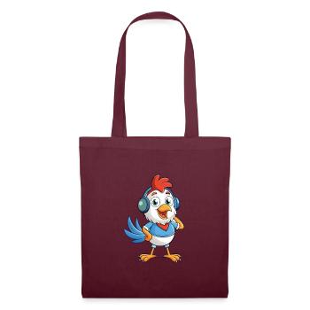 Chicken Funny Cartoon Character Headphone Music - Tote Bag - burgundy - Front