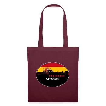 Cordoba Spanien Flagge Skyline Silhouette Reisen - Stoffbeutel - Burgunderrot - Vorne
