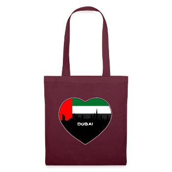 Dubai Uae Flagge Skyline Reise Souvenir - Stoffbeutel - Burgunderrot - Vorne