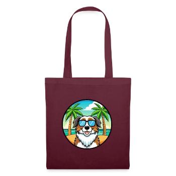 Landseer Dog Breed Cartoon Sunglasses Beach - Tote Bag - burgundy - Front