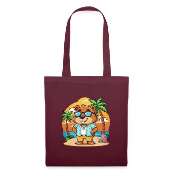 Biber Lustige Cartoon Sommer Strand Sonnenbrille - Stoffbeutel - Burgunderrot - Vorne