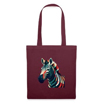 Zebra Cartoon Character Colorful Pet Animal - Tote Bag - burgundy - Front
