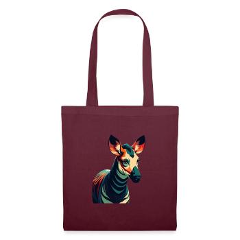 Okapi Zeichentrickfigur Buntes Haustier Tier - Stoffbeutel - Burgunderrot - Vorne