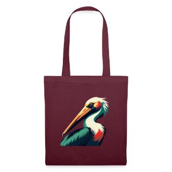 Pélican Dessin animé Personnage Animal de compagnie coloré - Sac en tissu - bordeaux - Devant